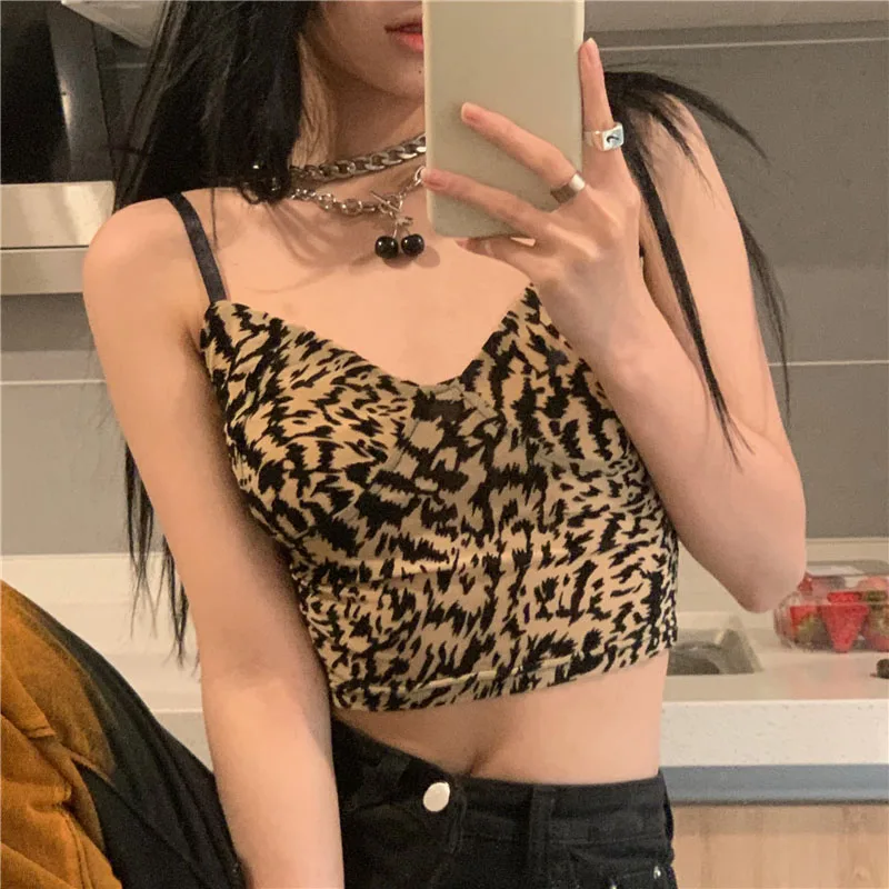 

Hot Sexy Mini Top Ladies Slim Backless Print Camisole Fashion Casual Sleeveless Tank Top Party Club 2022 Summer
