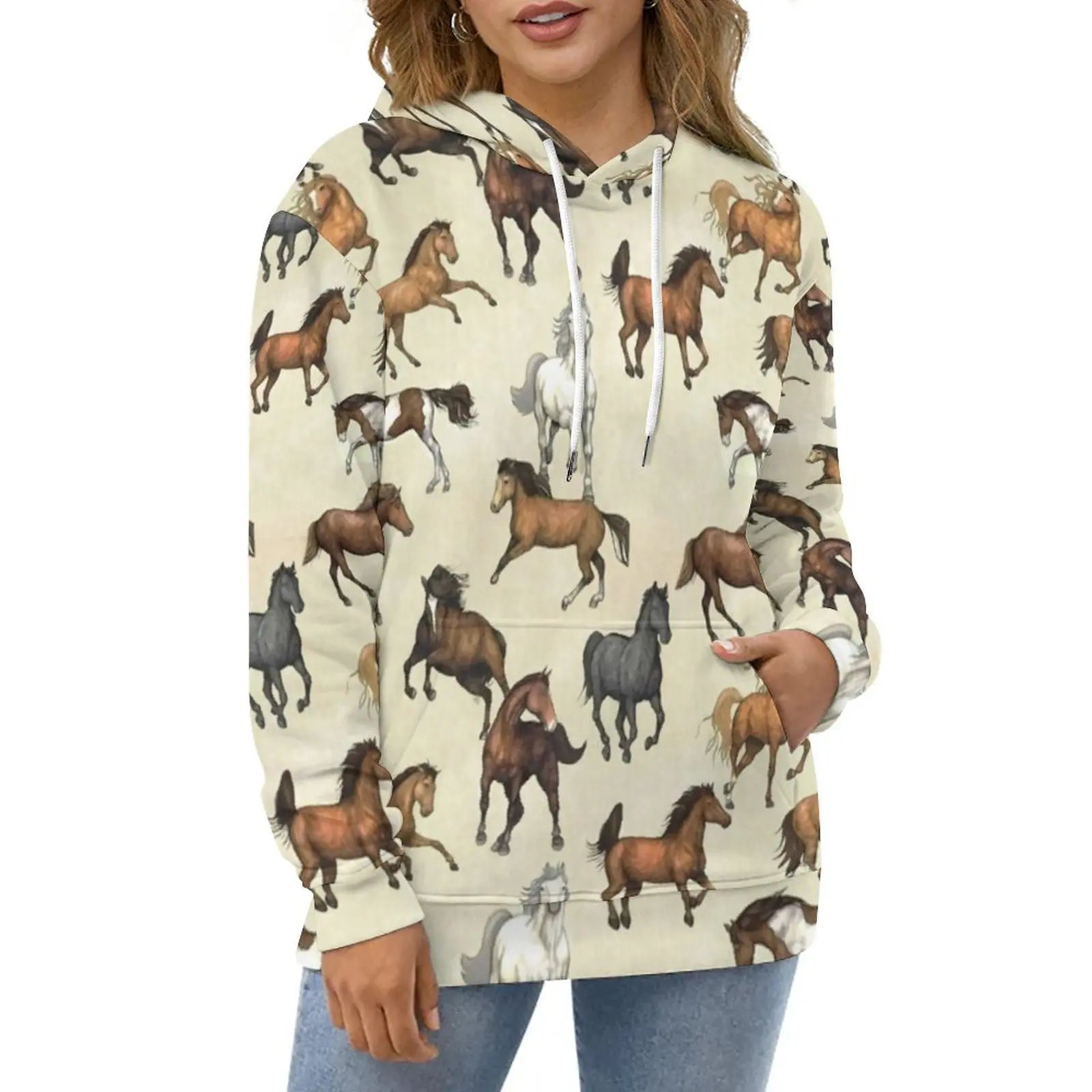 

Женская толстовка с капюшоном, с длинным рукавом и принтом животных