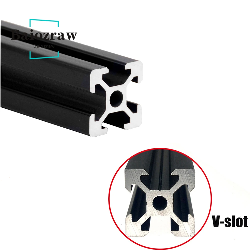 1PCS Black 100-800mm 2020 V slot Aluminum Profile Extrusion For 3D Printer CNC Engraving Machine Shooting Track Woodworking DIY