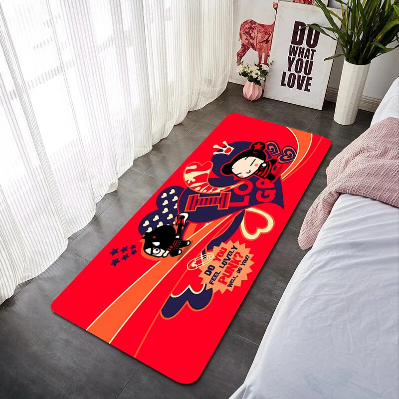 

Cute Foot Mat P-pucca Entrance Door Doormat Washable Non-slip Kitchen Rug Bedroom Carpet Room Mats Balcony Rugs Bath House Floor