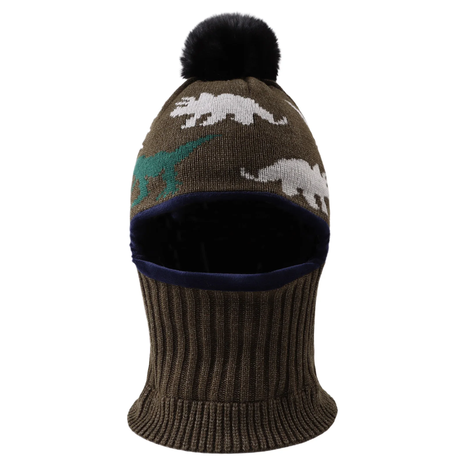 

Winter Kids Warm Knitted Hat For Tolddler Boys Soft Pompom Beanie Autumn Fashion Dino Hat For Baby Girls