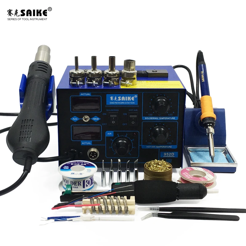 Паяльная станция Saike 952D 2 в 1 с термофеном