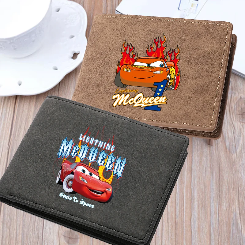 Короткие мужские кошельки Disney Cars Pixar Lightning McQueen из искусственной кожи деловые