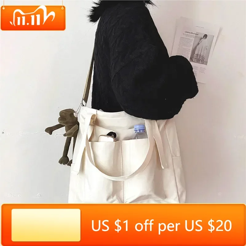 

Women's Bag Shopper Simple Fashion Zipper Handbags Nylon Waterproof Solid Crossbody Large Capacity Tote Shoulder Bags For Women