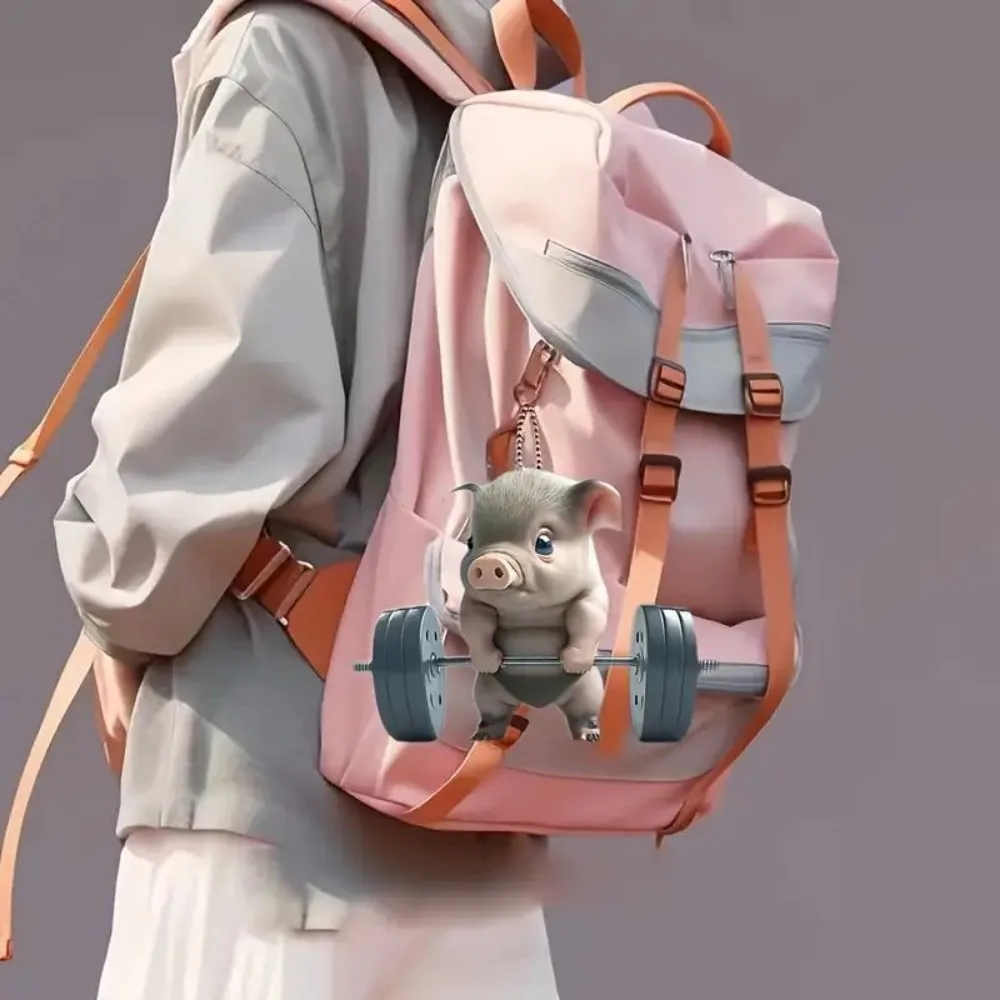 Новый 2D плоский мультяшный Милый Свинья для тяжелой атлетики акриловый брелок