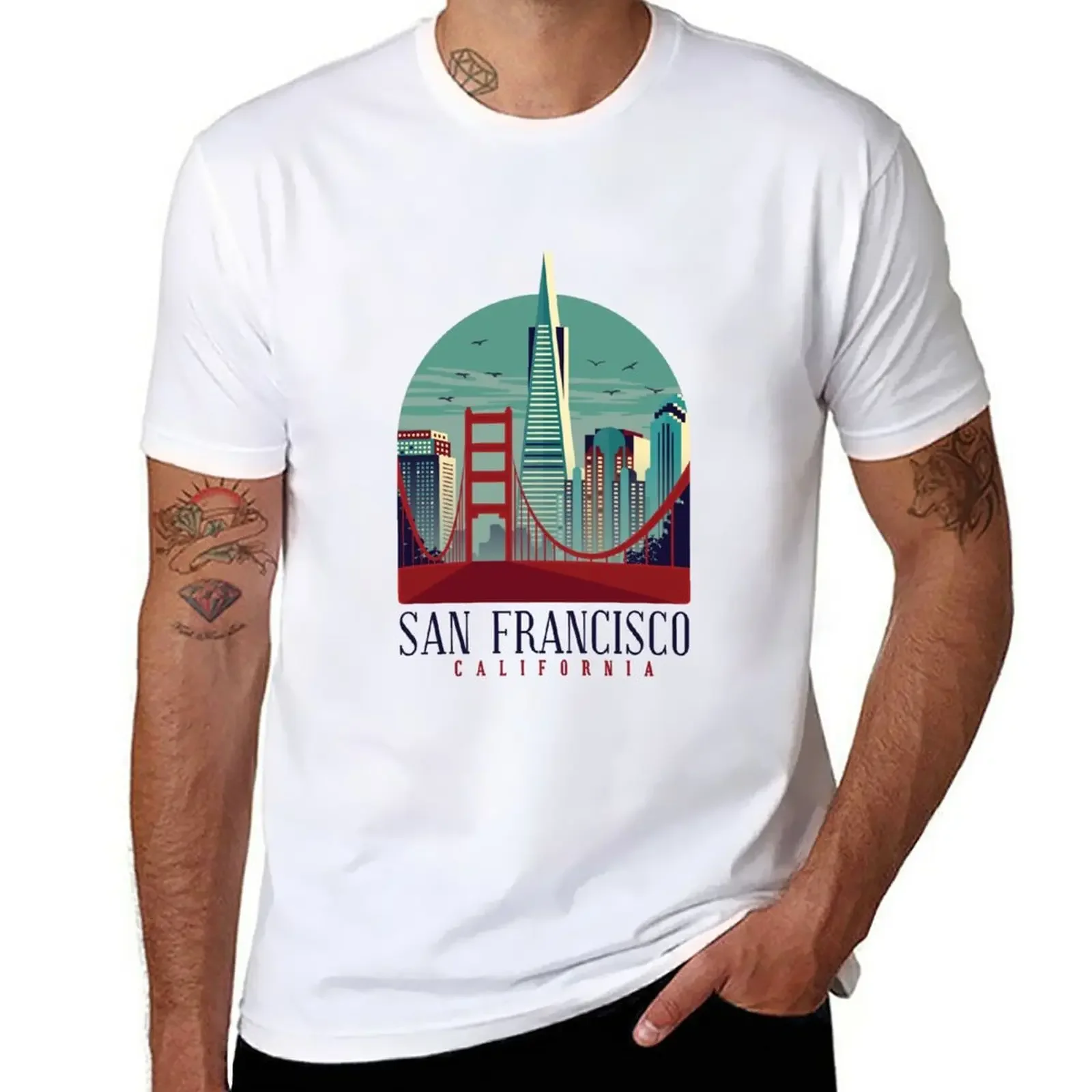 Новая футболка San Francisco California короткие футболки в тяжелом весе топы большие