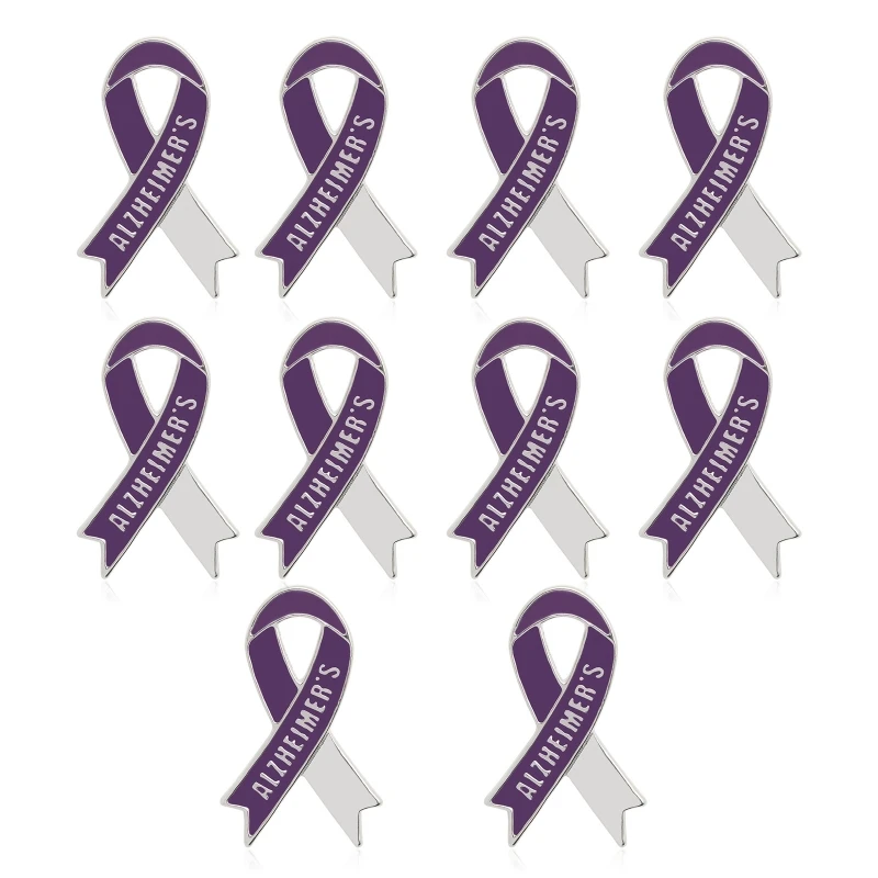 

10 шт. металлическая эмалированная лента фиолетовая брошь заколка значок Альцгеймера значок на лацкан прочная и изысканная шпилька