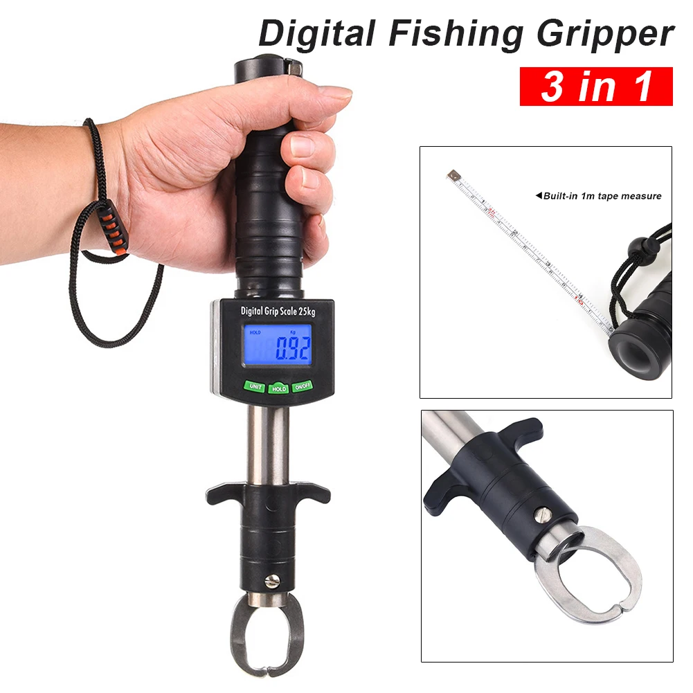 

Digital Electronic Display Sea Fishing Grip with Weight Ruler Stainless Steel Clip Control Catcher Fish Tool Gripper Grabber 37
