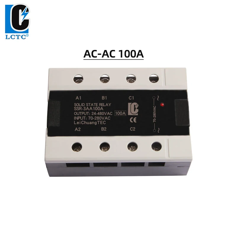 

100A AC-AC 3 Phase SSR Three Phase Solid State Relay LeiChuang TEC New