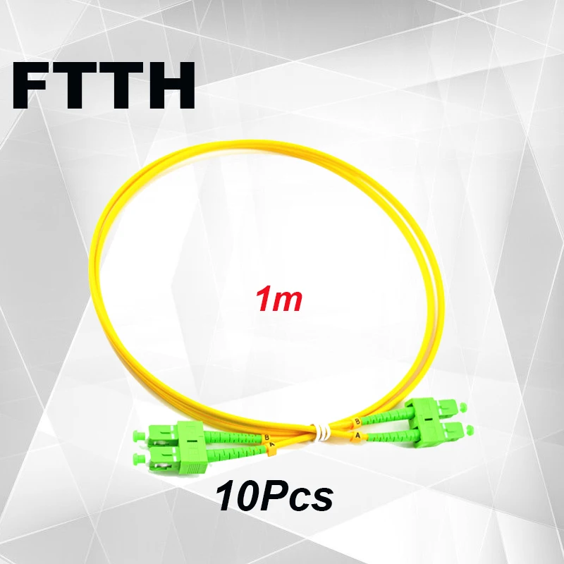 

FASO 10 Pcs 1m SC/APC-SC/APC Fiber Optic Patch Cable SM OS2 Duplex 3.0mm LSZH Fiber Optic Patch cords Jumper Cable