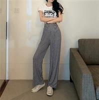 women casual loose plaid mopping pants 2021 spring summer autumn new fashion popular long female ol wide leg trousers slim thin