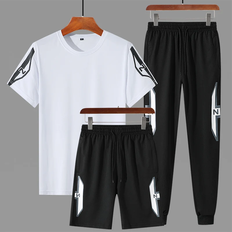 

Men's suit simple light sports T-shirt 2021 new summer large men's round neck sports casual pants two piece set