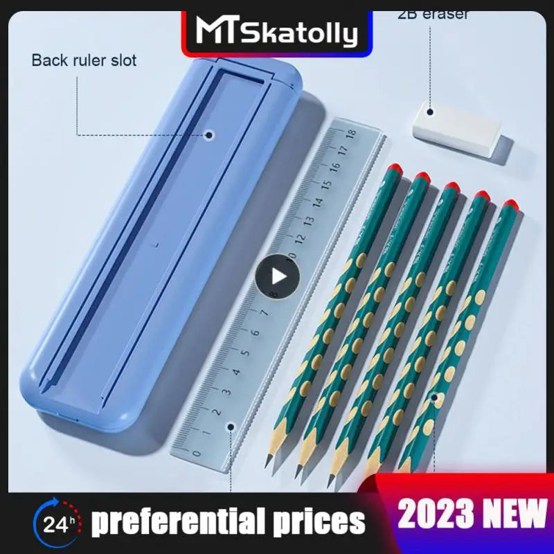 

With Ruler And Rubber And Pencil Pencil Case Economic Multifunctional Pen Box Portable School Reward Gifts Student Pen Case New