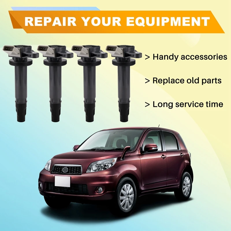 4 шт. катушка зажигания автомобиля 19070B1011 19070B1020 для Daihatsu TERIOS SIRION Toyota PASSO TOWNACE