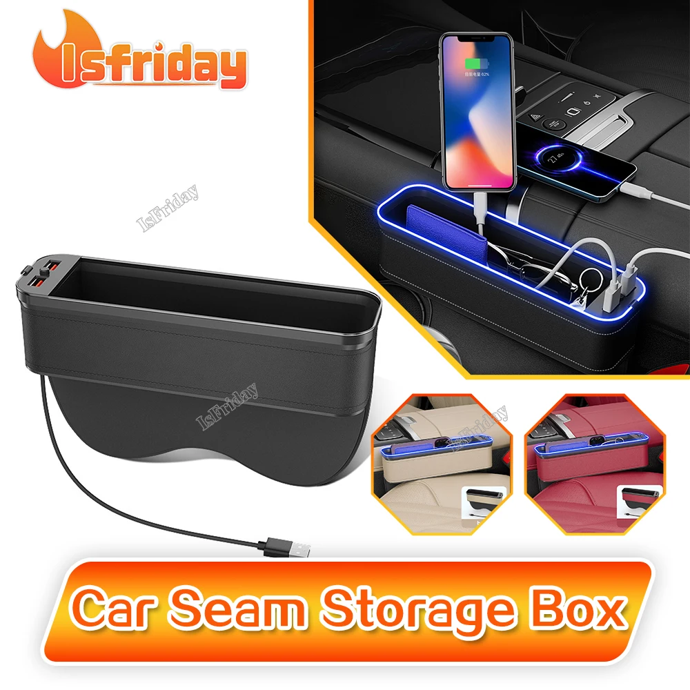 

Car USB Seat Gap Storage Box Leather Storage Box For Ford Mustang Mach-e GT Car Seat Gap Storage Box Leather Storage Box