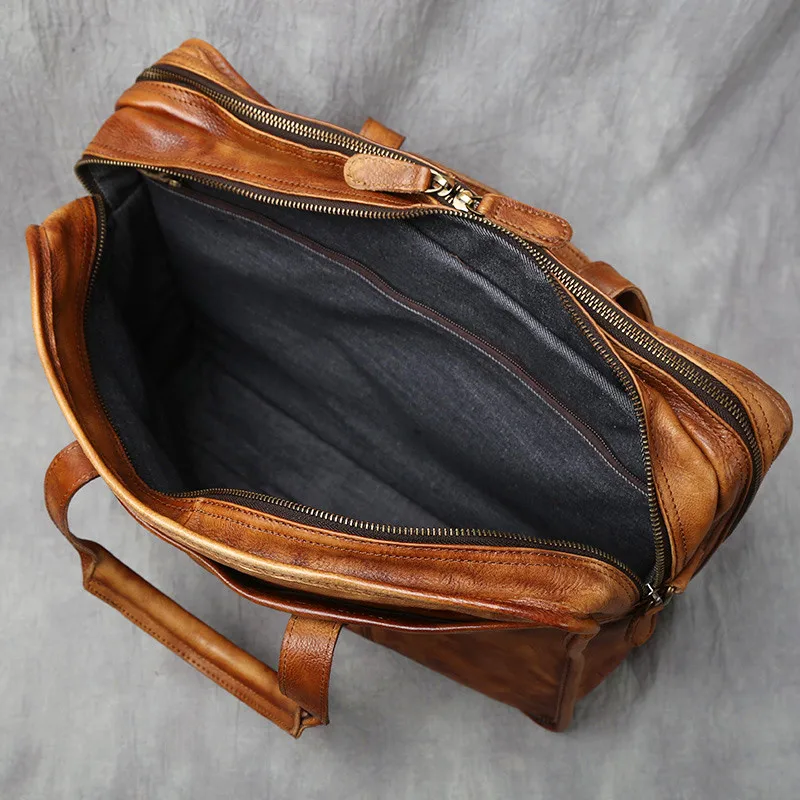 PNDME vintage fashion designer top layer cowhide Man 15 inch briefcase Outdoor work Office laptop lawyer genuine leather handbag