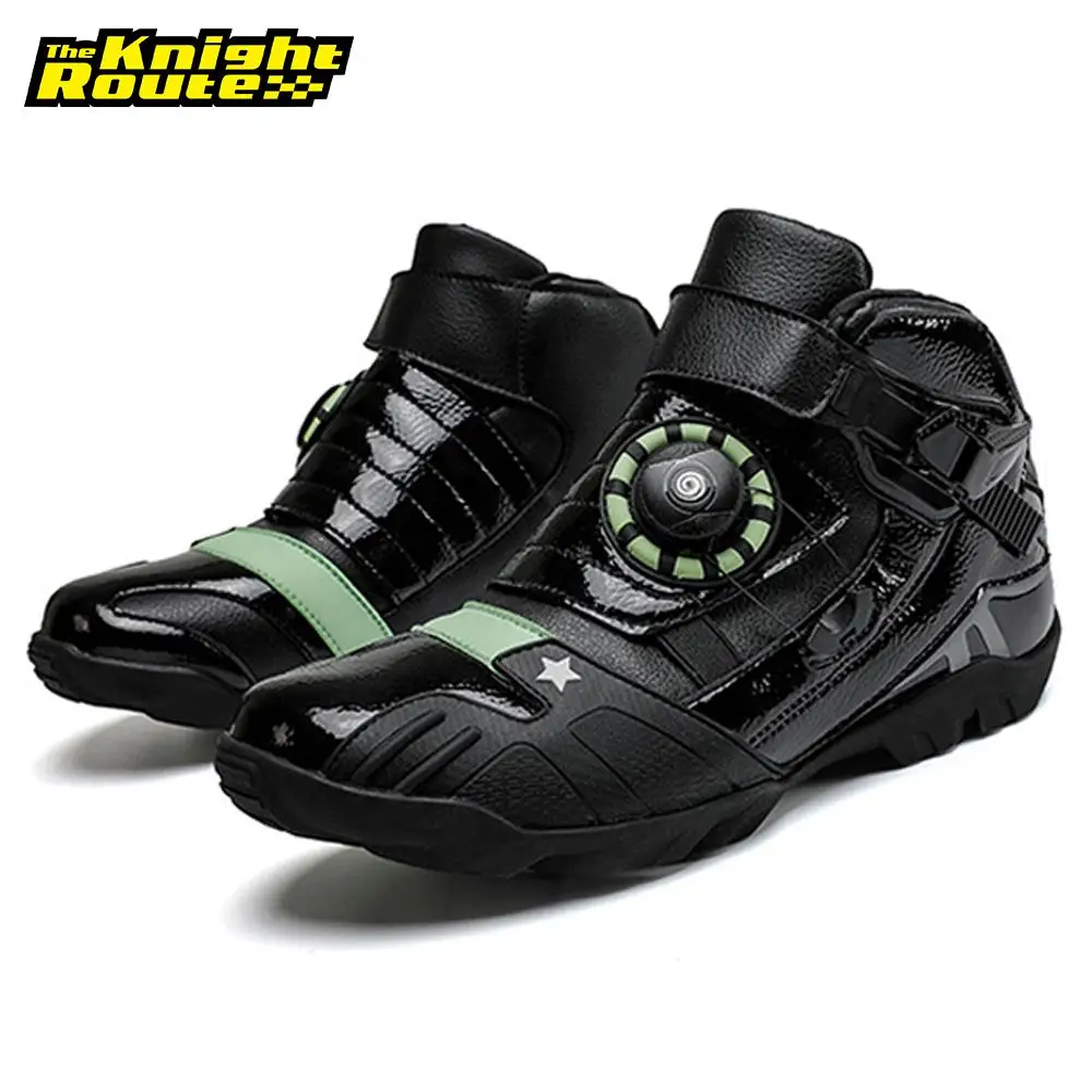 Gray Green Motorcycle Boots Men Riding Boots Motocross Shoes Motorbike Shoe Motor Bike Breathable Protection Motoborats Boots