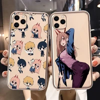 japan anime chainsaw man clear phone case for iphone 11 12 13 pro xs max xr xs se2 12 13 mini 7 8 6s plus soft tpu silicone case