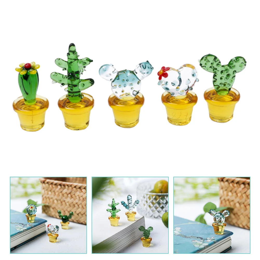 

Cactusfigurine Mini Figurines Bonsai Cactiart Ornamentcollectibles Car Craft Crystal Blown Decor Miniature Dashboard Statue