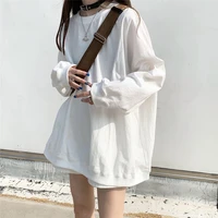 women long sleeve sweater spring new loose solid color thin top pullover sweatshirt