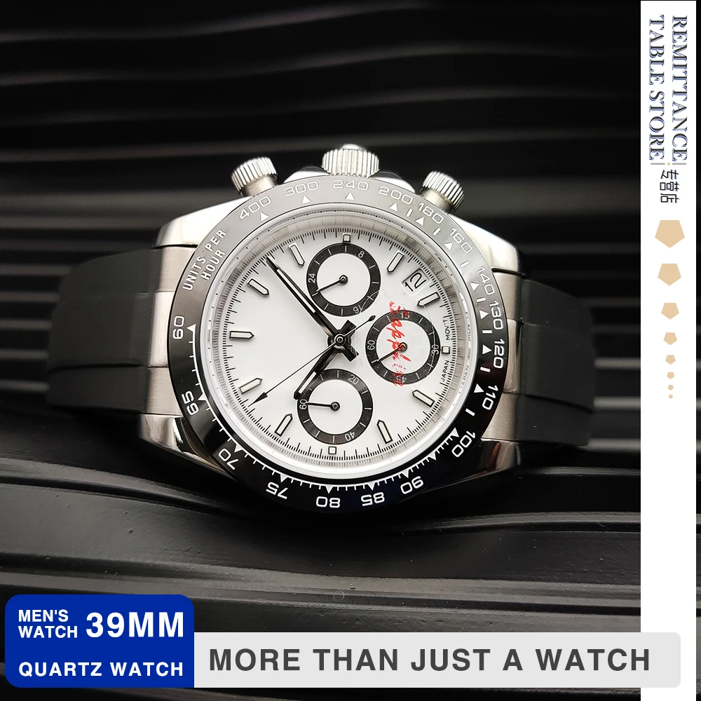 Японский хронограф VK63 кварцевый механизм 39 мм асептический циферблат зеленый