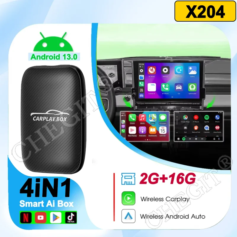 

Android 13.0 Carplay & Auto Box 4 В 1 Беспроводной Адаптер Для Проводного Подключения Для Smart CarPlay Ai Box Поддержка Wi-F...