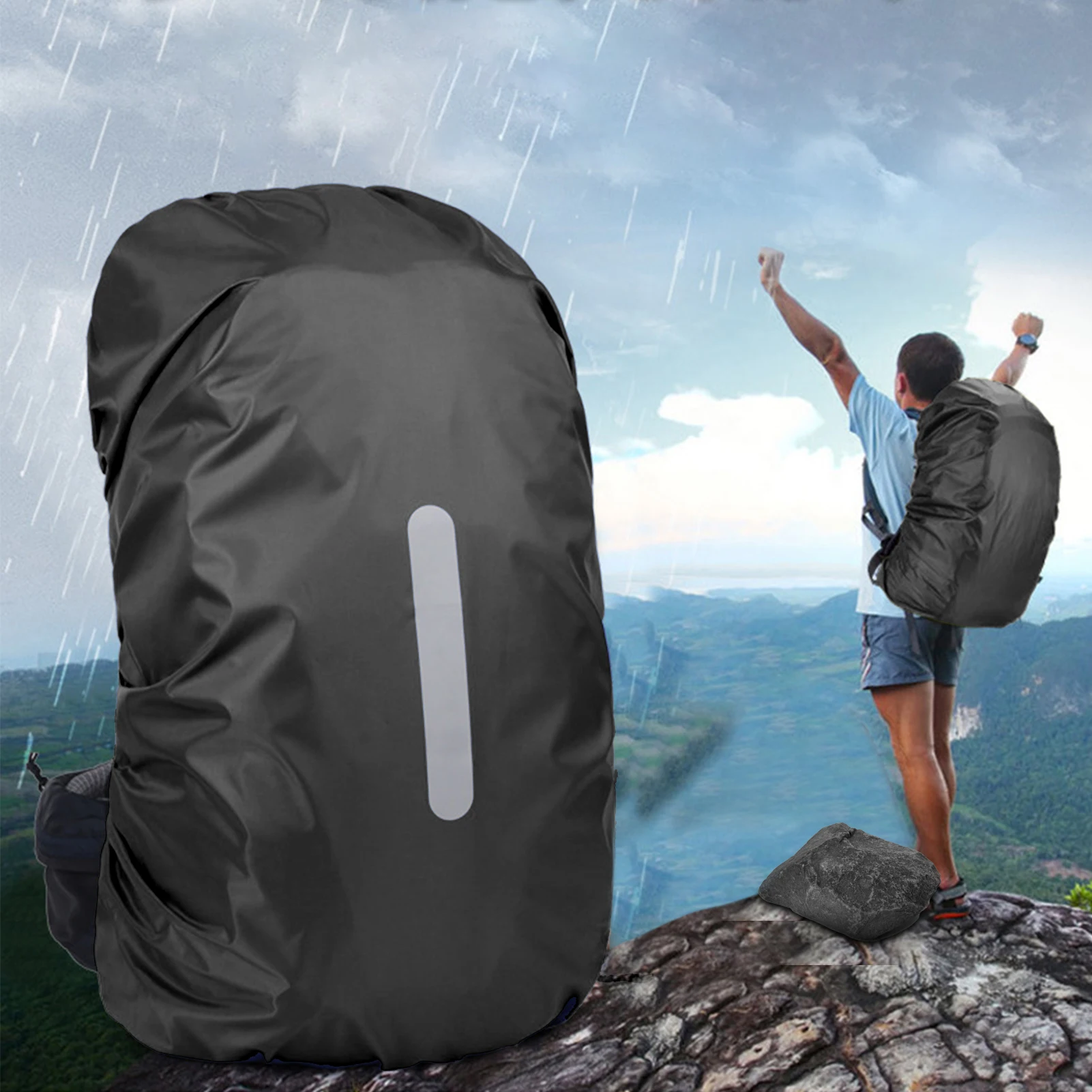 

20-45L Waterproof Backpack Rain Cover Anti-dust Reflective Hiking Camping Traveling Backpack 2 Packs Rain Covers