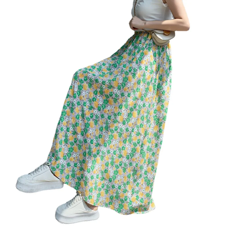 A Line Midi Faldas Largas Mujer Harajuku Maxi Long High Waist Ladies Korean Style Print A Line Bohemian Ins Floral Elegant Skirt images - 6