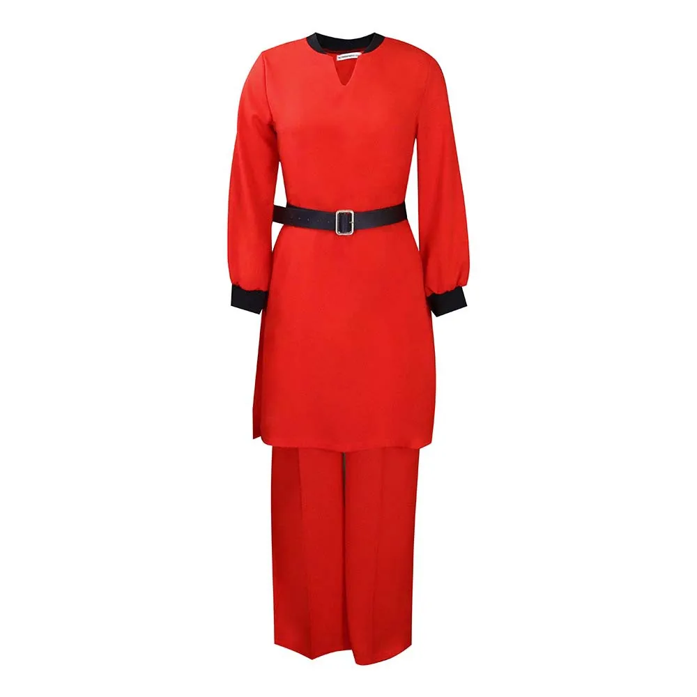 

S-3XL Big Size Two Piece Set Women Summer Autumn New V-Neck Long Sleeve Irregular Top And Long Pants Trousers Suits Outfit