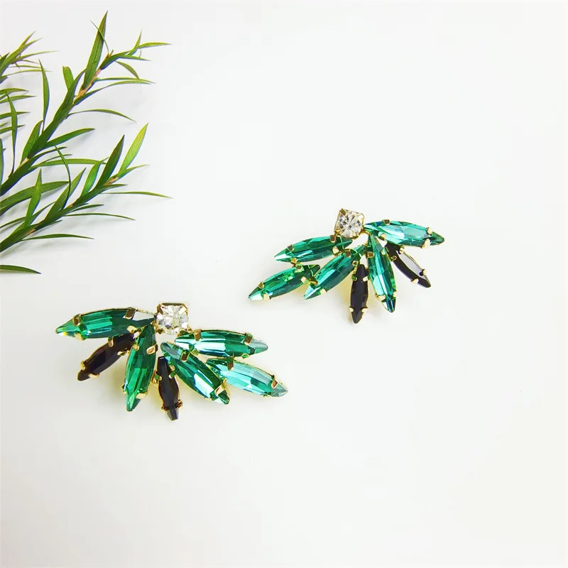 

New Fashion Color Diamond Series Rhinestone Full Diamond Flower Earrings Personality Exaggerated Earrings Female Earrings