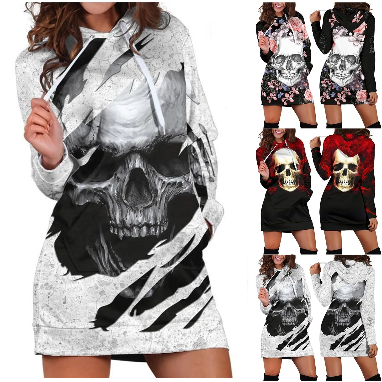 

Женский пуловер с капюшоном и карманами, с длинным рукавом