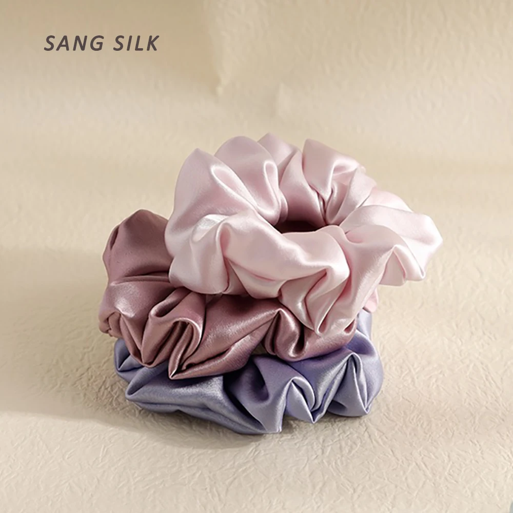 

100% Real Mulberry Silk Scrunchies Hair Ties Rubber Bands Elastic Band Ponytail Holder No Damage Head Rope for Women Girls