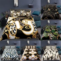 luxury bedding set leopard skin and golden baroque quilt covers duvet cover king size queen sizes comforter sets 23pcs