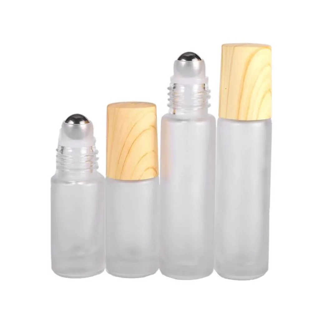 

Матовое прозрачное стекло флаконы для парфюма, флаконы, контейнеры с металлическим роликовым шариком и пластиковой крышкой под дерево