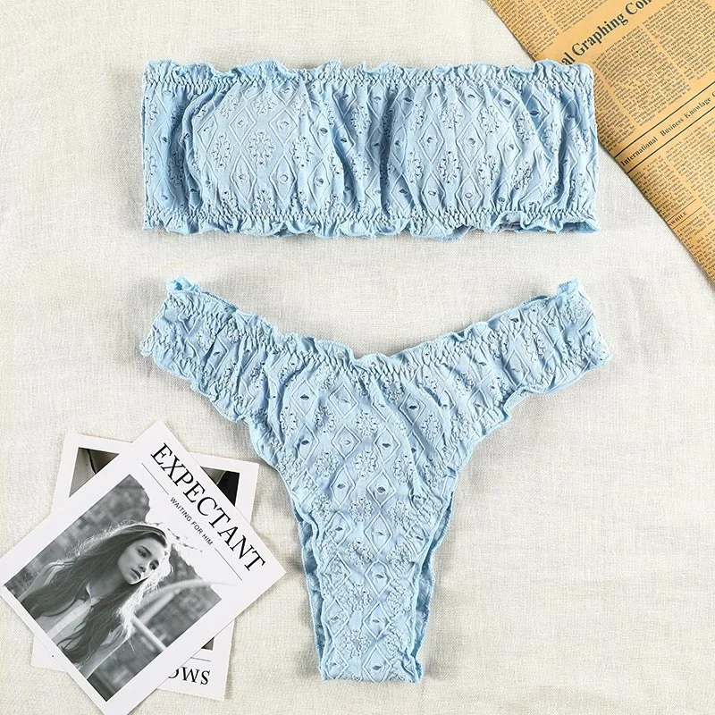 Новинка 2022 модное белое бикини комплект из 2 предметов купальник женский