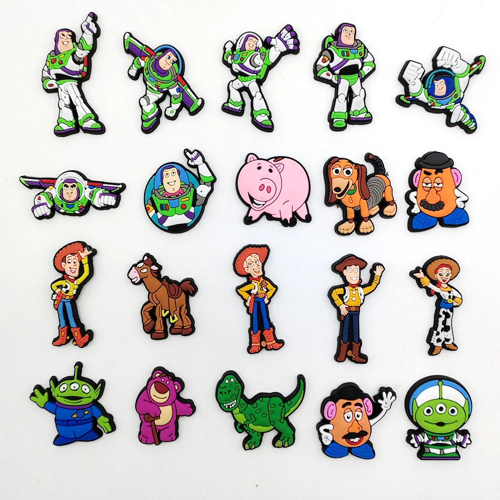 91Pcs Disney Witch Shoe Accessories Bath Lightyear PVC Cars Croc Charms Racing Story Rainbow Bear Sandals Decorations JIBZ Gifts