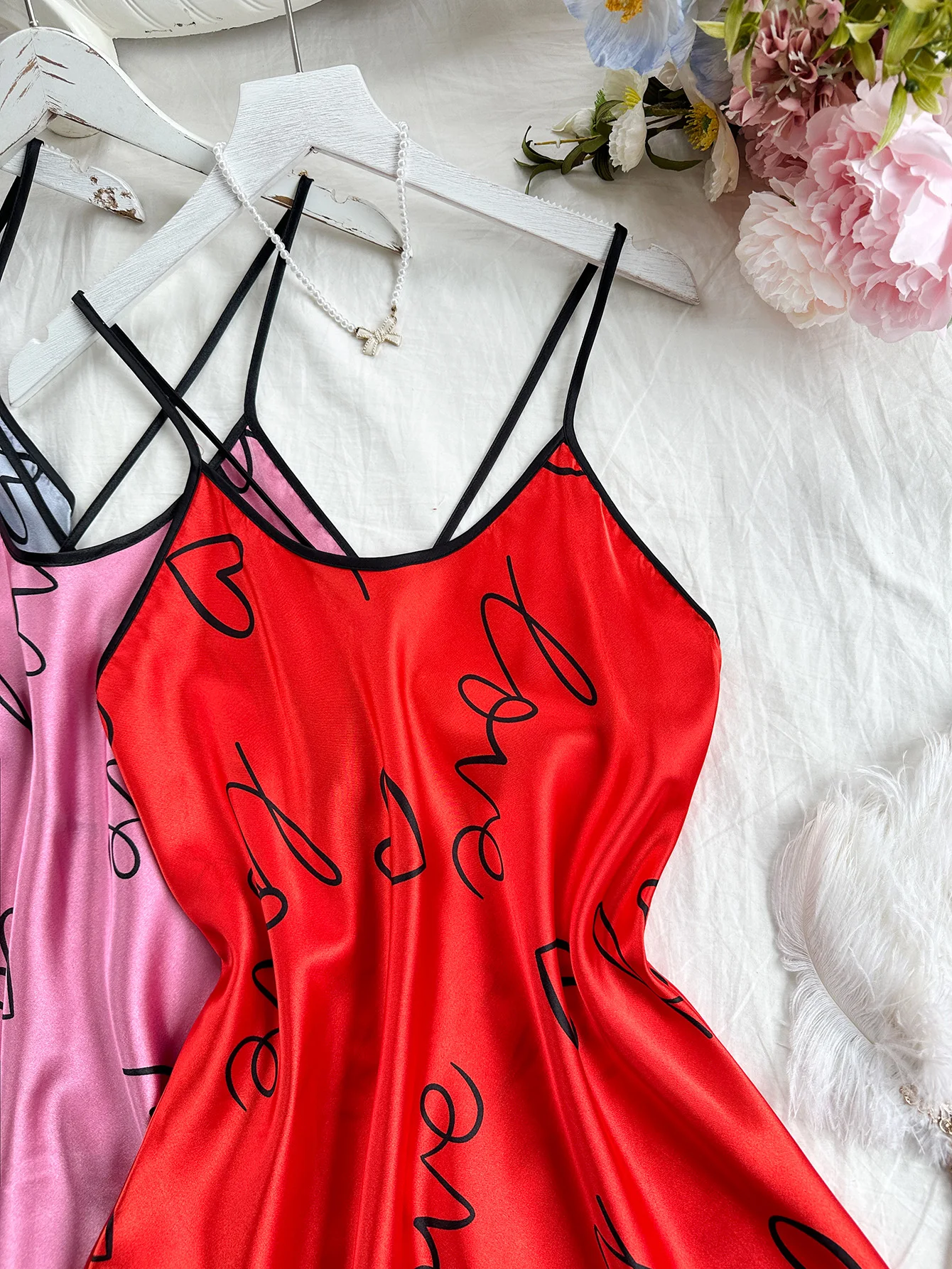 Дышащая Ночная Рубашка Из Искусственного Шелка В Европейском Стиле Женский