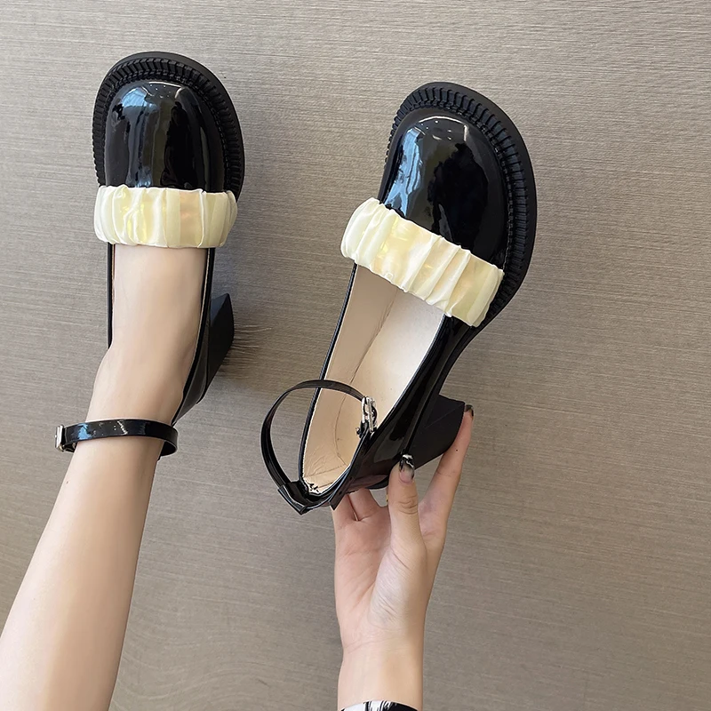 

New Chunky Heels Loafers Women Slip on Shoes Women Barefoot Oxford Shoes for Women Leather Casual Shoes Zapatos De Mujer Zapatos