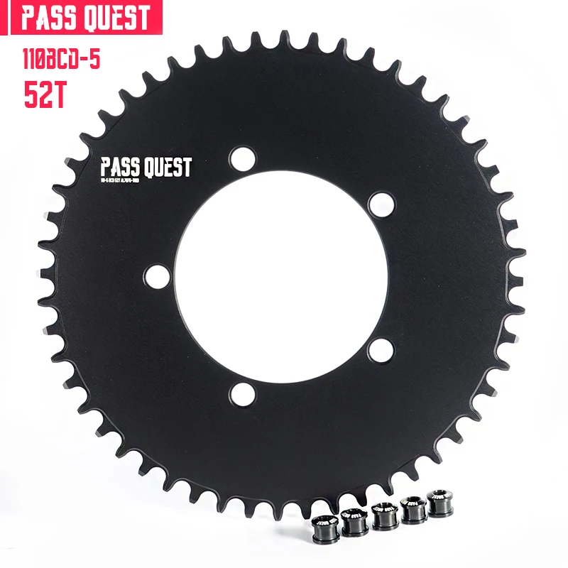 PASS QUEST 110BCD 5 Claw Closed Disc Round Oval Road Bike Narrow Wide Chainring 48T 50T 52T 54T 56T 58T Folding Bike Chainwheel images - 6
