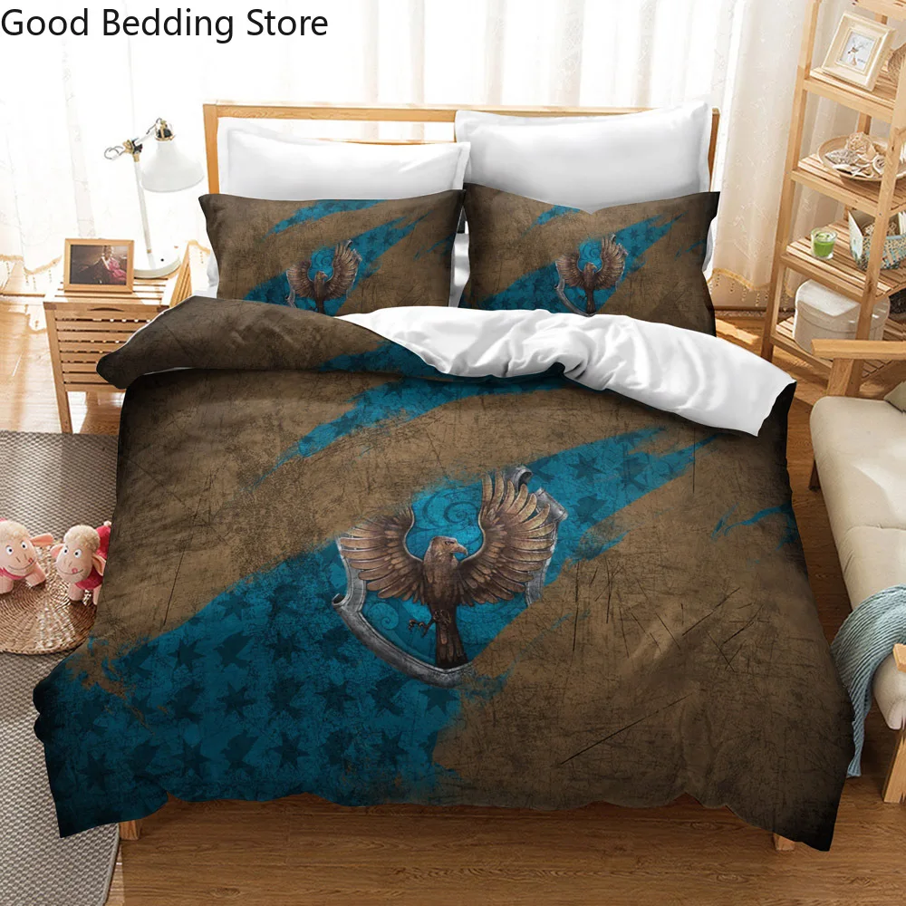 Magic School Badge Wise Fair Eagle 3d Bedding Set Novels Magic Words Bed Linen Bed Cover Sets 2/3Pcs Bedclothes Adult Kids Gifts