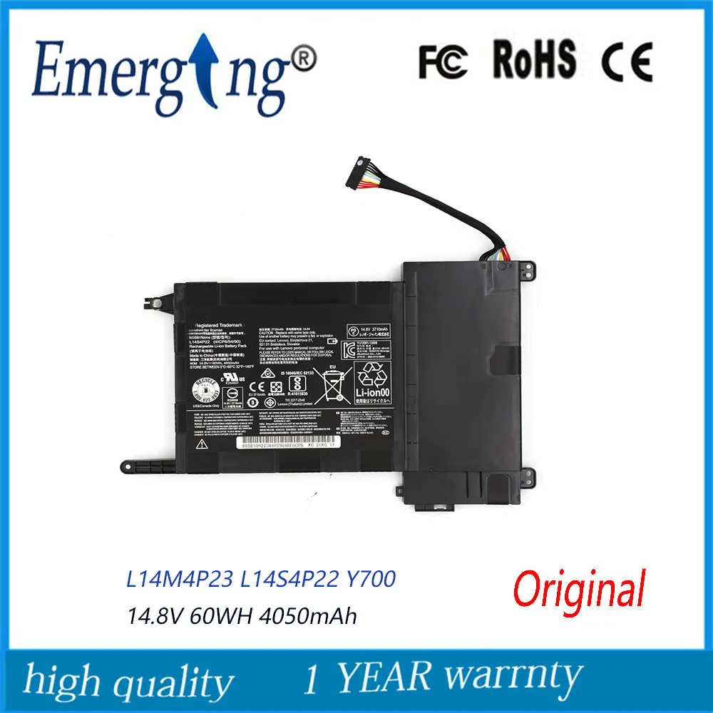 Новый оригинальный аккумулятор L14M4P23 для ноутбука Lenovo IdeaPad Y700 Y700-17iSK 5B10H22084 L14S4P22, 14,8 В, 60 Вт/ч, 4050 мАч