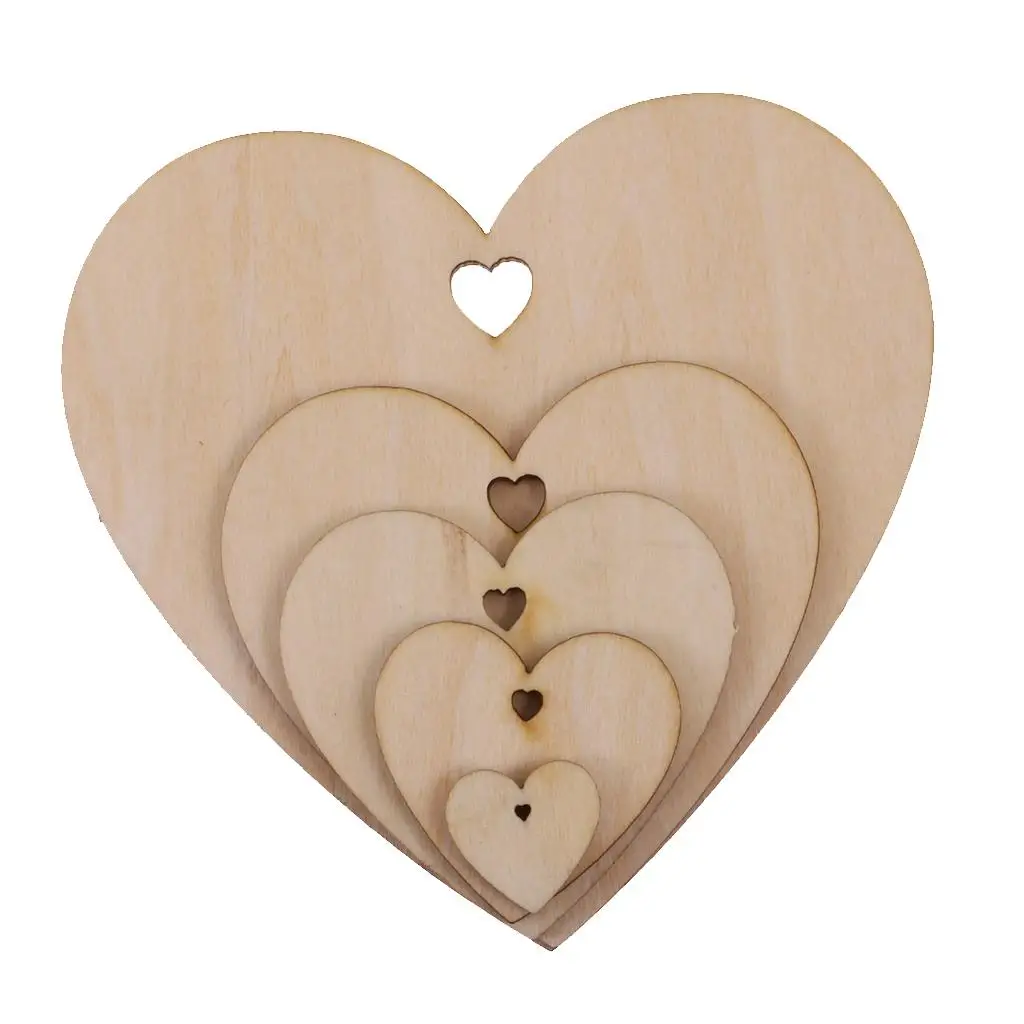 100Pcs Unfinished Natrual Wood Heart Basswood Slice Birthday Hanging Decors