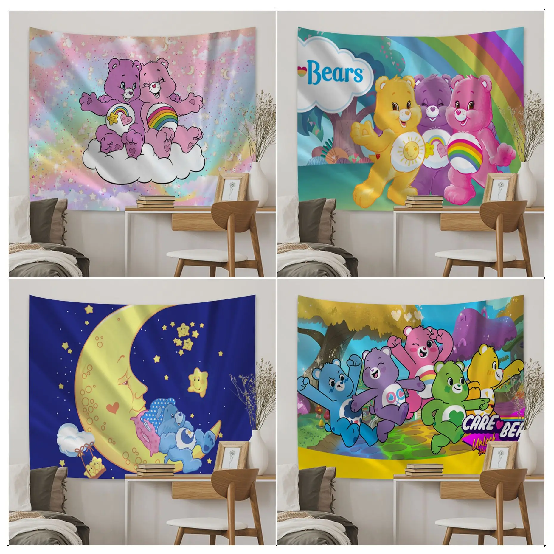 

Care-B-Bears Tapestry Cartoon Tapestry Art Science Fiction Room Home Decor Wall Hanging Sheets