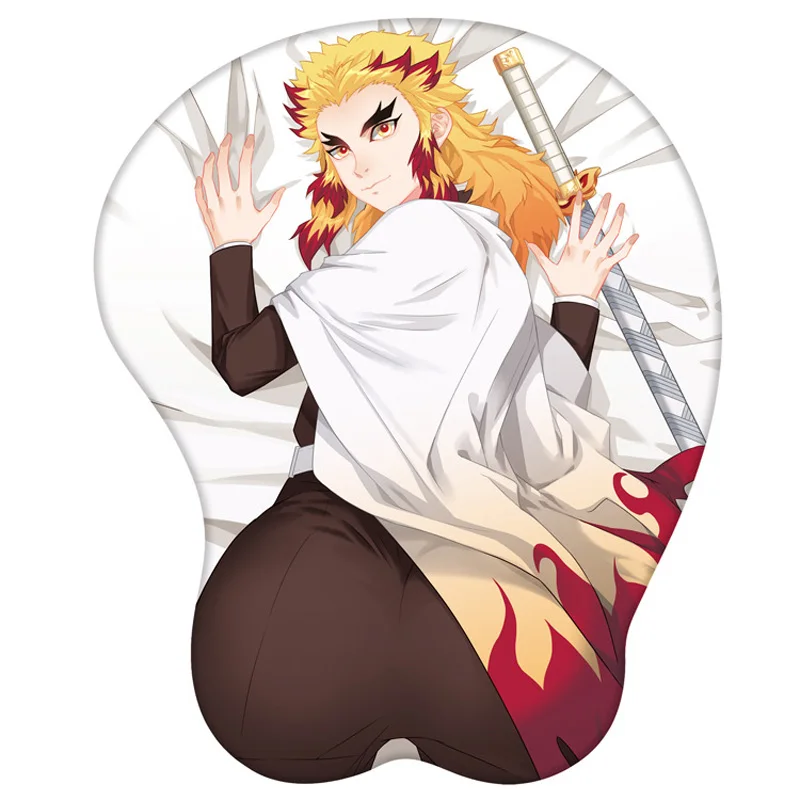 

3d-коврик для мыши Rengoku Kyoujurou, силиконовый коврик для мыши, 3D инженерный креативный дизайн, игровой коврик для мыши, геймерский упор на запясть...
