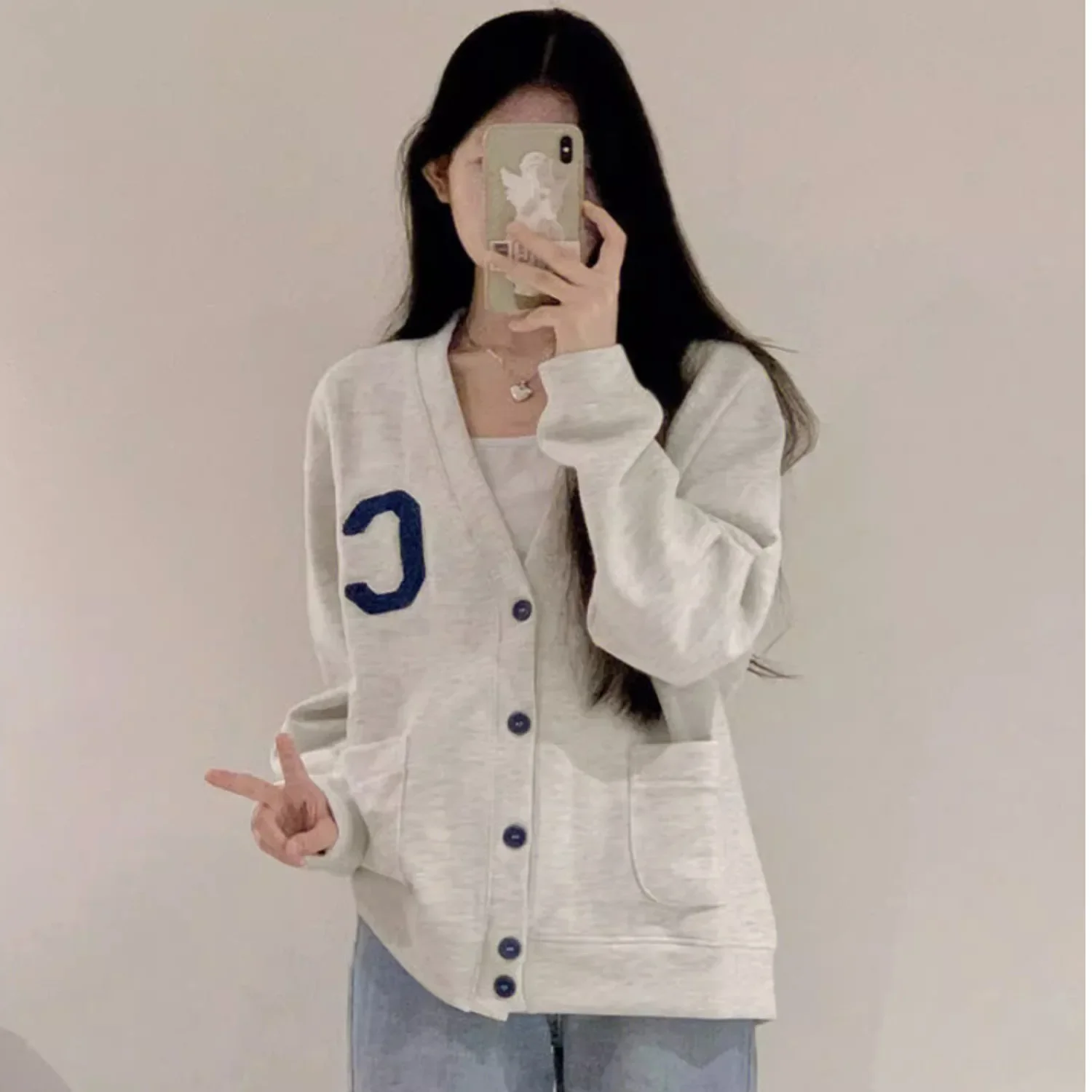 Вязаный свитер кардиган женский топ с V-образным вырезом вязаная одежда в