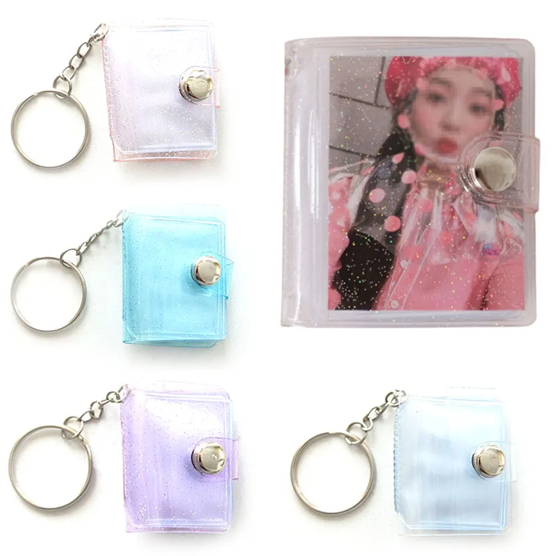 

1pc PVC 1/2 inch Mini Photo Album w Keychain Photocard Holder Sticker & Name Card Bag Instax Album For Tickets Photo Holder