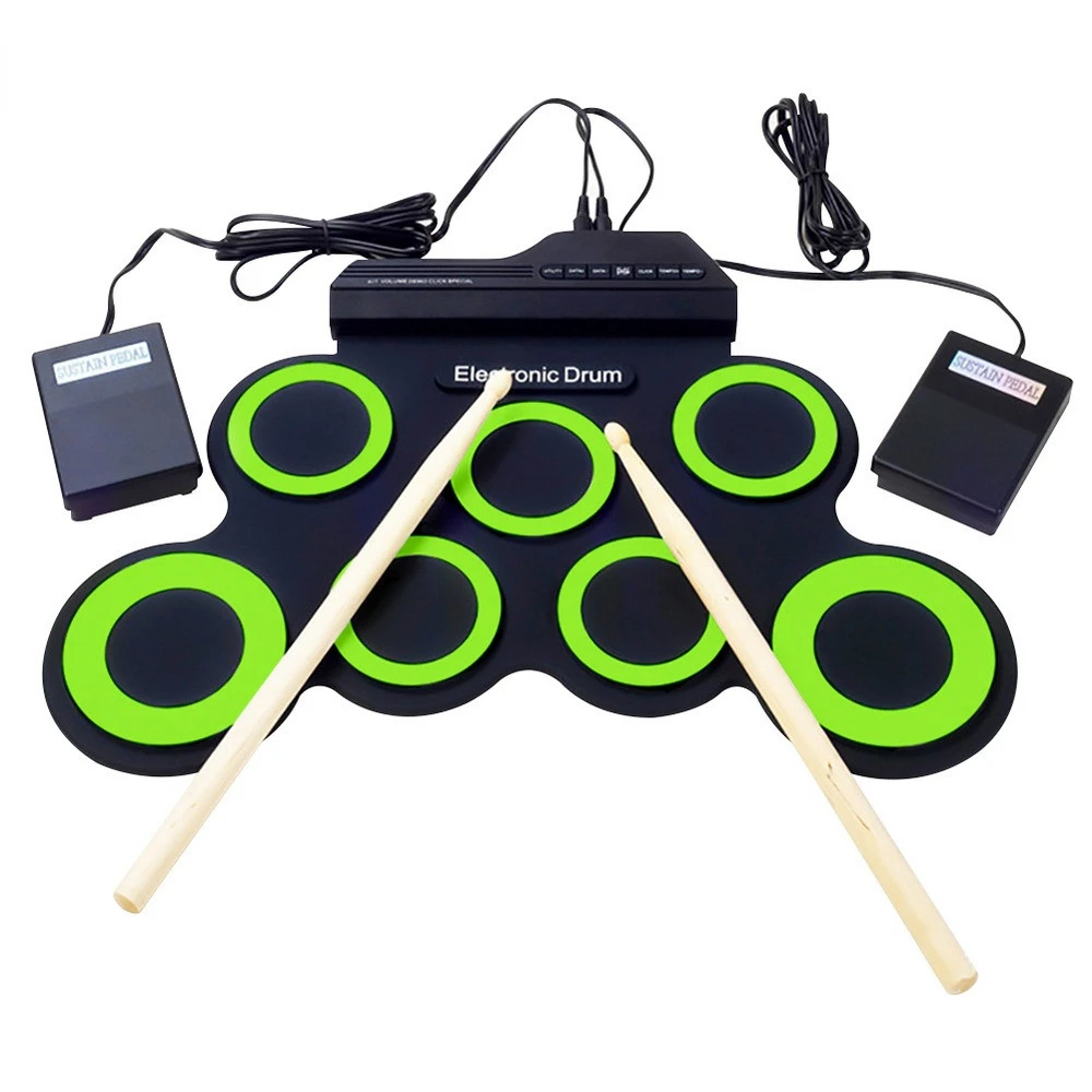 

New 7 Pads Electronic Drum Set Electric Drum With Headphone Jack Built In Speaker And BatteryDrum Stick Holiday Party Instrument
