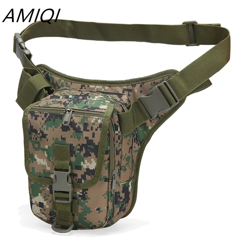 

AMIQI Outdoor Portable Durable Camouflage Tactical Leg Bag Camping Bag Mountaineering Riding Multi-Functional Waterproof Waist B