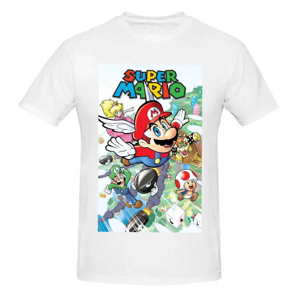 Super Mario T-Shirt for Men Cotton Plus Size T Shirts Men's Tees Short Round Neck Summer Clothes Tops S-6XL