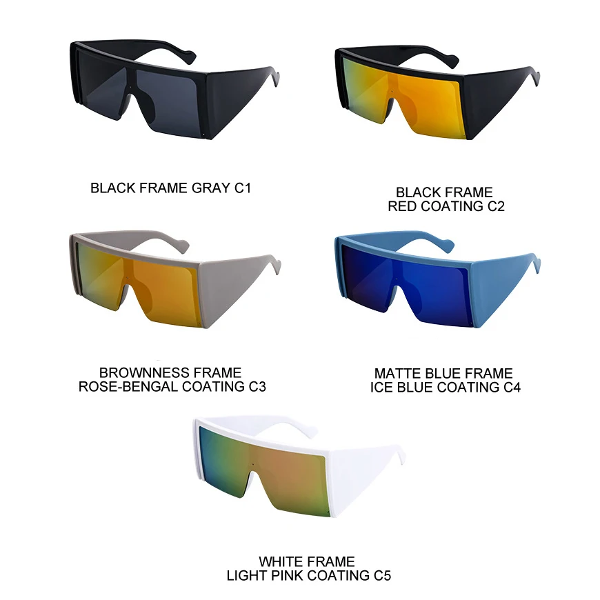 Большие Квадратные Солнцезащитные очки Y2K с плоским верхом для мужчин и женщин